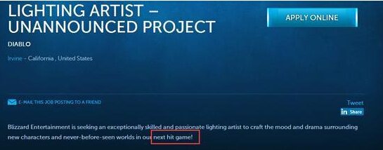 《暗黑4》将至？暴雪未发表内容招聘再泄密
